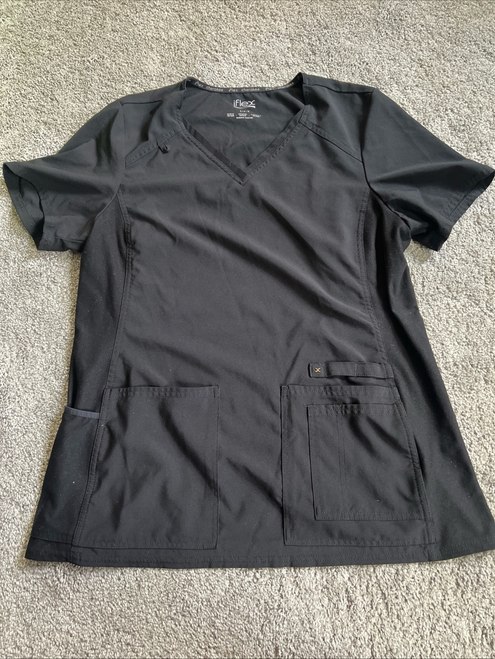 Cherokee Black V-Neck Short Sleeve Scrub Top